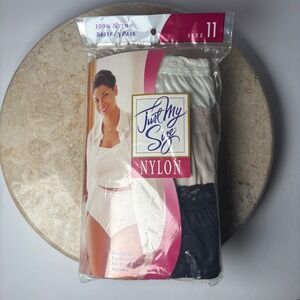 Just My Size Brief Panties Size 11 Multi-Color 100% Nylon 3-Pack Lace Trim